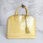 LV Alma PM YellowCream Monogram Vernis Leather with Gold Hardware #RURL-6