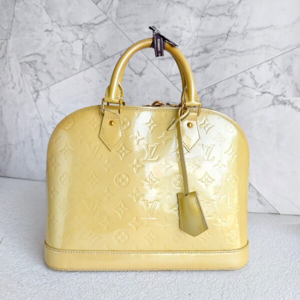 LV Alma PM YellowCream Monogram Vernis Leather with Gold Hardware #RURL-6