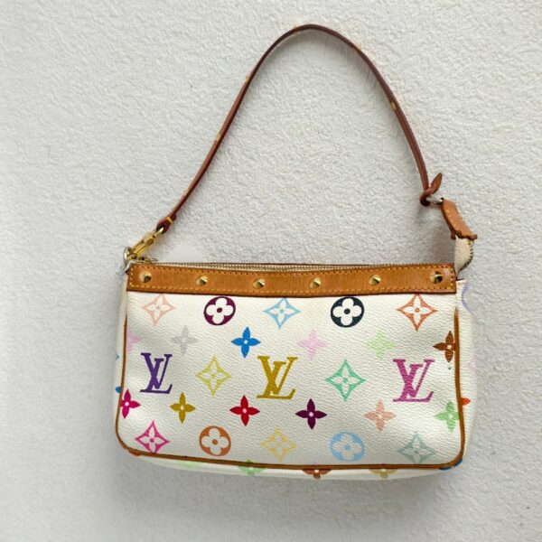 LV Pochette Accessories Multicolor Monogram Coated Canvas with Leather and Gold Hardware #RKOU-1
