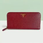 Prada Zippy Wallet Red Saffiano Leather with Gold Hardware #RKTY-1