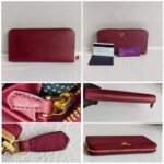 Prada Zippy Wallet Red Saffiano Leather with Gold Hardware #RKTY-1 - Image 2