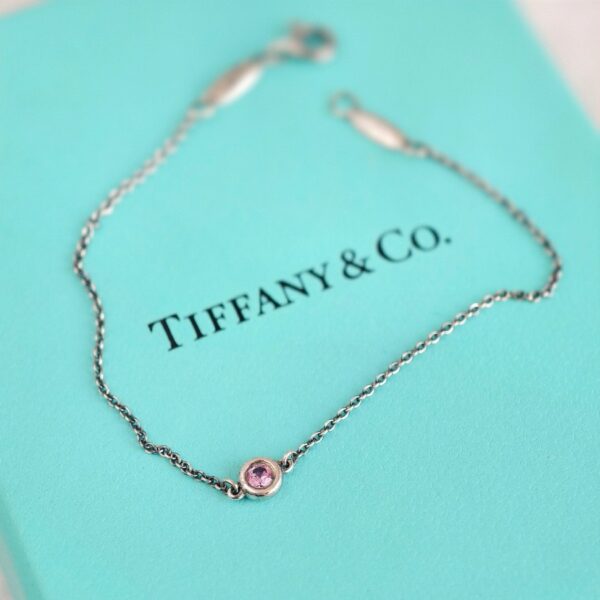Tiffany & Co Elsa Peretti 925 Silver Pink Sapphire Bracelet #RKOL-9