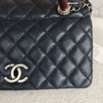 Chanel Coco Handle Medium Black/Maroon Grained Calfskin with Rustic Silver Hardware #RYKO-2 - Image 4