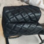 Chanel Coco Handle Medium Black/Maroon Grained Calfskin with Rustic Silver Hardware #RYKO-2 - Image 9