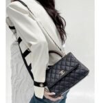 Chanel Coco Handle Medium Black/Maroon Grained Calfskin with Rustic Silver Hardware #RYKO-2 - Image 44