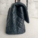 Chanel Coco Handle Medium Black/Maroon Grained Calfskin with Rustic Silver Hardware #RYKO-2 - Image 8