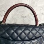 Chanel Coco Handle Medium Black/Maroon Grained Calfskin with Rustic Silver Hardware #RYKO-2 - Image 19