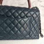 Chanel Coco Handle Medium Black/Maroon Grained Calfskin with Rustic Silver Hardware #RYKO-2 - Image 6