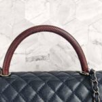 Chanel Coco Handle Medium Black/Maroon Grained Calfskin with Rustic Silver Hardware #RYKO-2 - Image 18