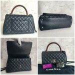 Chanel Coco Handle Medium Black/Maroon Grained Calfskin with Rustic Silver Hardware #RYKO-2 - Image 2