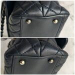 Chanel Coco Handle Medium Black/Maroon Grained Calfskin with Rustic Silver Hardware #RYKO-2 - Image 17