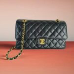 Chanel Medium Double Flap Black Grained Calfskin with Gold Hardware #RYTO-1