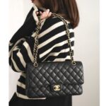 Chanel Medium Double Flap Black Grained Calfskin with Gold Hardware #RYTO-1 - Image 40