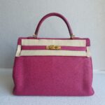 Hermes Kelly 35CM Tosca Pink Clemence Leather With Gold Hardware Bag #KTKK-1 - Image 4