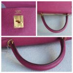 Hermes Kelly 35CM Tosca Pink Clemence Leather With Gold Hardware Bag #KTKK-1 - Image 20