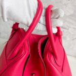 Hermes Lindy 30CM Rose Extreme Clemence Leather with Palladium-plated Hardware #RKLY-2 - Image 24