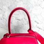 Hermes Lindy 30CM Rose Extreme Clemence Leather with Palladium-plated Hardware #RKLY-2 - Image 21