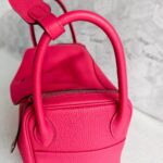 Hermes Lindy 30CM Rose Extreme Clemence Leather with Palladium-plated Hardware #RKLY-2 - Image 19