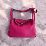 Hermes Lindy 30CM Rose Extreme Clemence Leather with Palladium-plated Hardware #RKLY-2