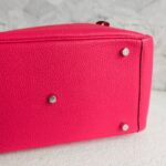 Hermes Lindy 30CM Rose Extreme Clemence Leather with Palladium-plated Hardware #RKLY-2 - Image 12