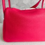 Hermes Lindy 30CM Rose Extreme Clemence Leather with Palladium-plated Hardware #RKLY-2 - Image 5