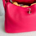 Hermes Lindy 30CM Rose Extreme Clemence Leather with Palladium-plated Hardware #RKLY-2 - Image 3