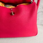 Hermes Lindy 30CM Rose Extreme Clemence Leather with Palladium-plated Hardware #RKLY-2 - Image 4
