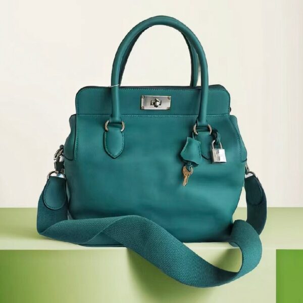 Hermes Toolbox 26cm Malachite Swift Leather with Palladium Plated Hardware #RKCL-1