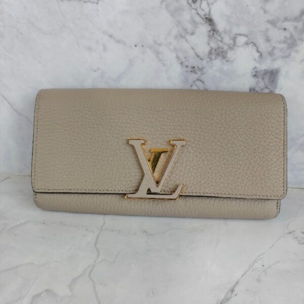 LV Capucine Wallet Galet Taurillon Leather with Gold Hardware #GUUET-1