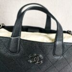 Chanel 2Way-bag Black Grained Calfskin with Silver Hardware #RSEK-1 - Image 22
