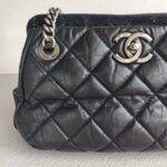 Chanel Bowler Shoulder Bag Black Aged Calfskin with Ruthenium Hardware #RCLO-1 - Image 3