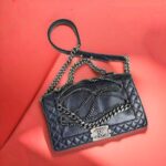 Chanel Boy Quilted Enchained Bag Black Calf Leather with Ruthenium Hardware #RSET-1