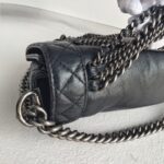 Chanel Boy Quilted Enchained Bag Black Calf Leather with Ruthenium Hardware #RSET-1 - Image 10