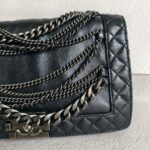 Chanel Boy Quilted Enchained Bag Black Calf Leather with Ruthenium Hardware #RSET-1 - Image 4