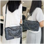 Chanel Boy Quilted Enchained Bag Black Calf Leather with Ruthenium Hardware #RSET-1 - Image 36