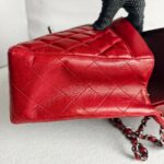 Chanel Classic Maxi Jumbo Double Flap Bag Maroon Lambskin with Silver Hardware #RYUE-1 - Image 19