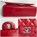 Chanel Classic Maxi Jumbo Double Flap Bag Maroon Lambskin with Silver Hardware #RYUE-1 - Image 27