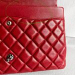 Chanel Classic Maxi Jumbo Double Flap Bag Maroon Lambskin with Silver Hardware #RYUE-1 - Image 39