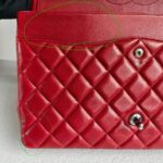Chanel Classic Maxi Jumbo Double Flap Bag Maroon Lambskin with Silver Hardware #RYUE-1 - Image 38