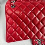 Chanel Classic Maxi Jumbo Double Flap Bag Maroon Lambskin with Silver Hardware #RYUE-1 - Image 3
