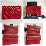 Chanel Classic Maxi Jumbo Double Flap Bag Maroon Lambskin with Silver Hardware #RYUE-1 - Image 2