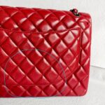 Chanel Classic Maxi Jumbo Double Flap Bag Maroon Lambskin with Silver Hardware #RYUE-1 - Image 11