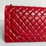 Chanel Classic Maxi Jumbo Double Flap Bag Maroon Lambskin with Silver Hardware #RYUE-1 - Image 10