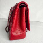 Chanel Classic Maxi Jumbo Double Flap Bag Maroon Lambskin with Silver Hardware #RYUE-1 - Image 17