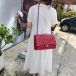 Chanel Classic Maxi Jumbo Double Flap Bag Maroon Lambskin with Silver Hardware #RYUE-1 - Image 54