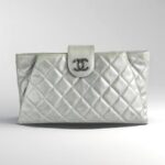 Chanel Clutch Silver Aged Calfskin with Silver Hardware #RYOS-1