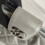 Chanel Clutch Silver Aged Calfskin with Silver Hardware #RYOS-1 - Image 9