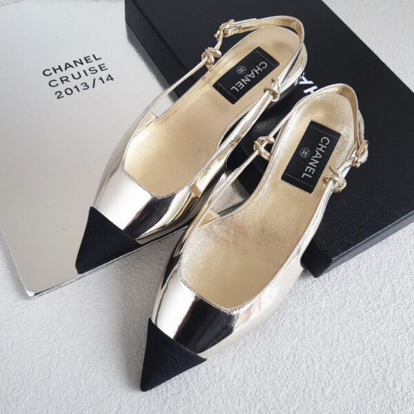 Chanel Slingback Flats Size 37 .5C Shoes #RCRR-7