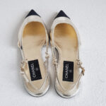 Chanel Slingback Flats Size 37 .5C Shoes #RCRR-7 - Image 5