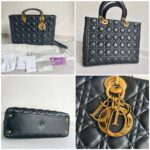 Christian Dior Lady Dior Large Black Lambskin with Gold Hardware #RSET-2 - Image 2
